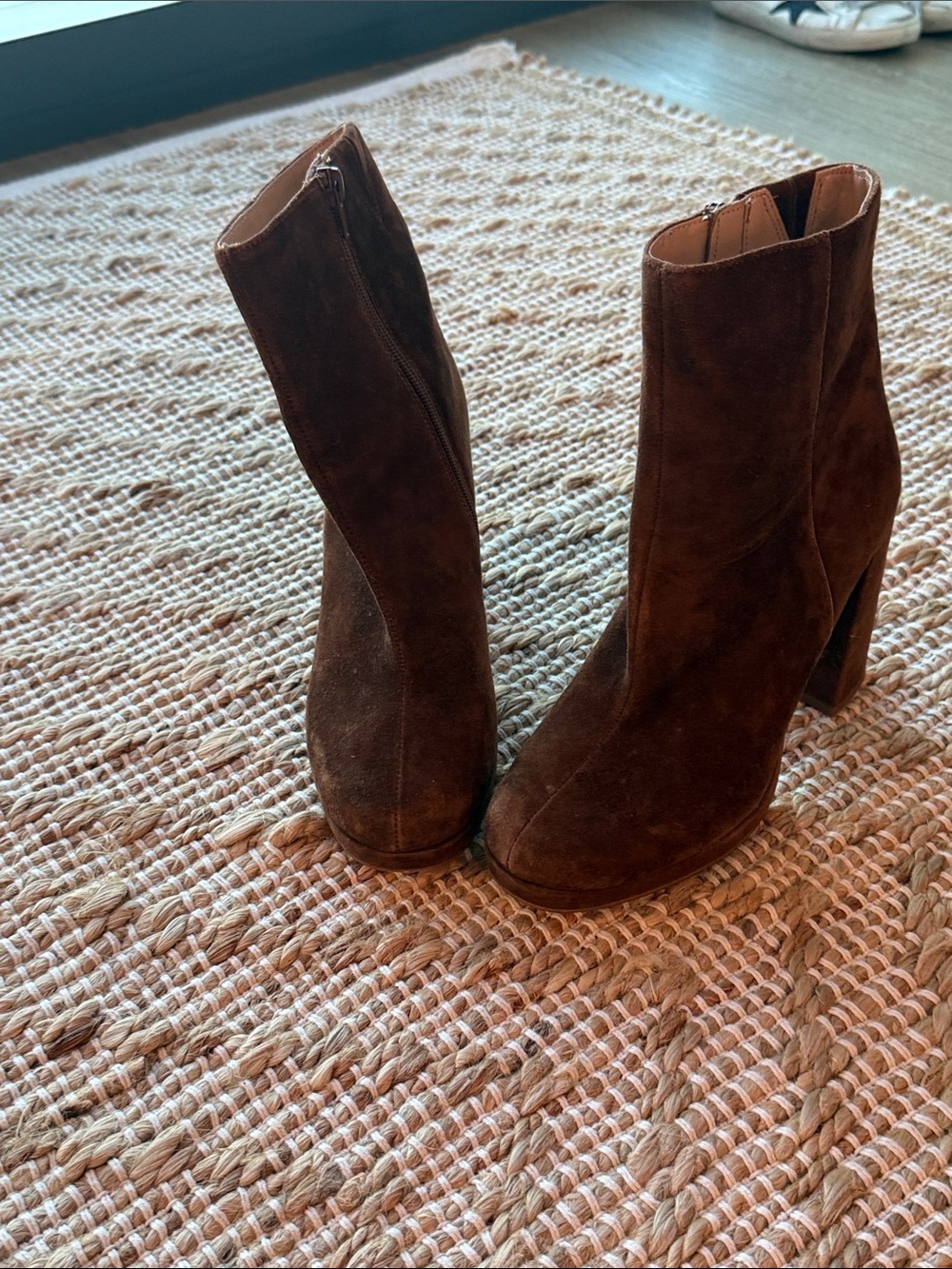 Steve Madden Brown Suede High Block Heel Ankle Boots